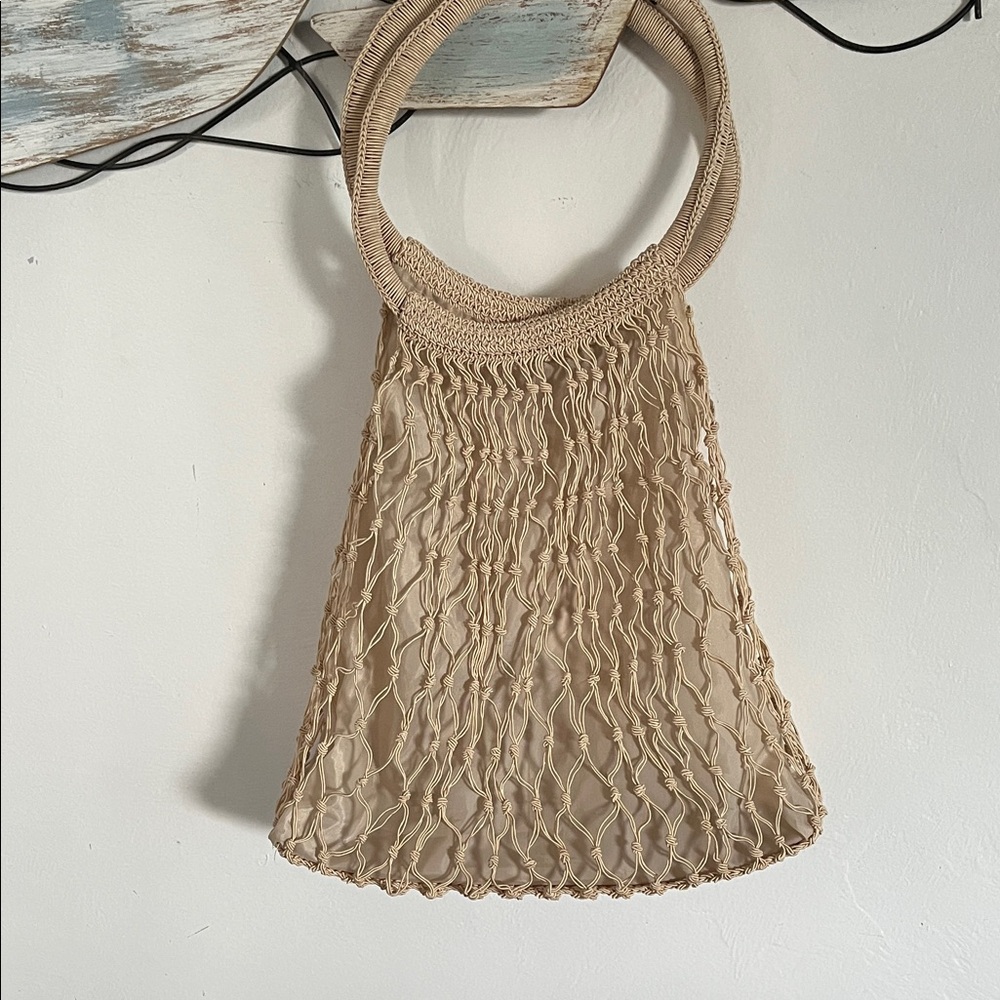 Chic Beige Woven Tote Bag